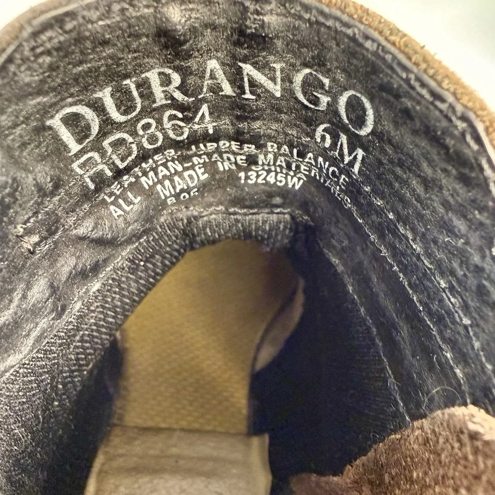 Durango RD864 Low Side Zip cowboy Brown Leather Ankle Boots Shoes Women's 6 M